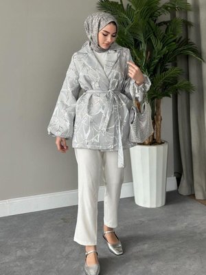 Jakar Simli Ceket Gri Jakar Simli Ceket Gri