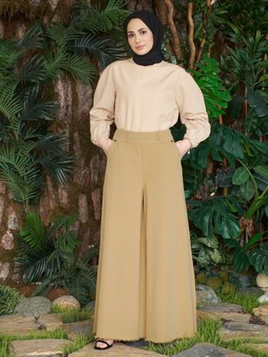 Püsküllü Pantolon Etek Bej