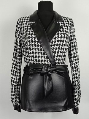 Kaz Ayağı Desenli Bluz Beyaz Kaz Ayağı Desenli Bluz Beyaz