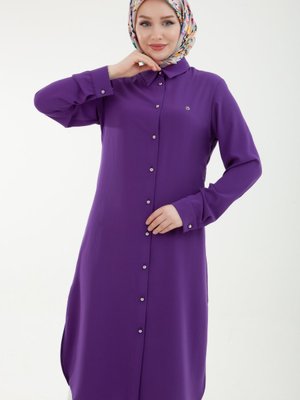 Düğmeli Tunik Mor