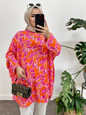 Pamuklu Oversize Desenli Gömlek Pamuklu Oversize Desenli Gömlek