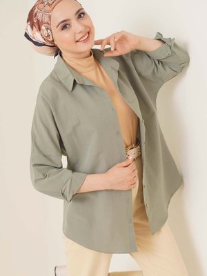 Oversize Basic Gömlek Haki