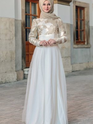 Ekru Nadide Abiye Elbise Ekru Nadide Abiye Elbise