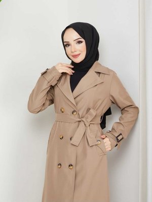 Uzun Kruveze Yaka Mevsimlik Trençkot Uzun Kruveze Yaka Mevsimlik Trençkot