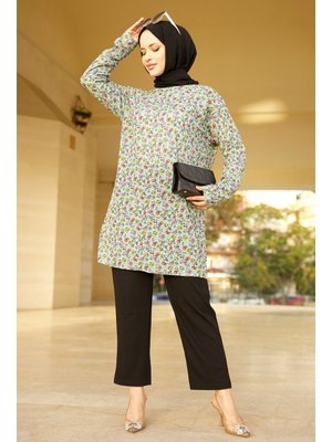 Mint Efdal Çiçek Desen İkili Takım