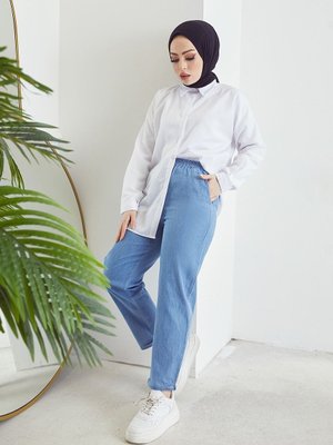 Paça Katlamalı Pantolon Mavi Paça Katlamalı Pantolon Mavi