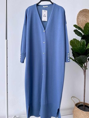 Maxi Boy Düğmeli Merserize Hırka İndigo