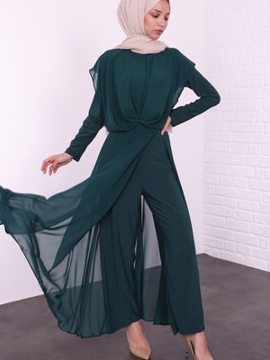 Çapraz Tül Detaylı Tulum