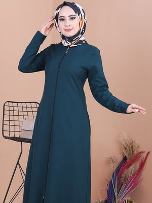 Cepli Fermuarlı Ferace Zümrüt Cepli Fermuarlı Ferace Zümrüt