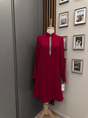 Hakim Yaka Taş Detaylı Uzun Tunik