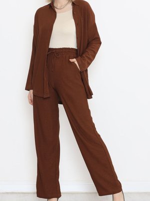 Gofre Gömlekli Takım Kahve Gofre Gömlekli Takım Kahve