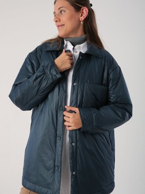 Petrol Oversize Çıtçıtlı Gömlek Yaka Mont Petrol Oversize Çıtçıtlı Gömlek Yaka Mont