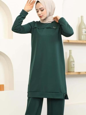 Metal Detaylı Spor Takım Zümrüt Yeşili Rengi