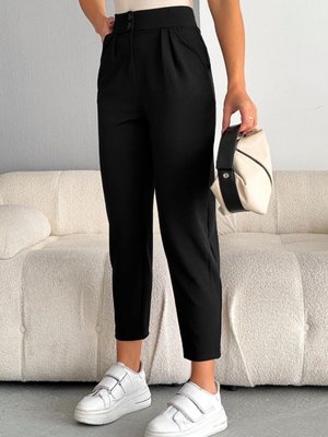 Siyah İthal Krep Full Likralı Havuç Pantolon Siyah İthal Krep Full Likralı Havuç Pantolon