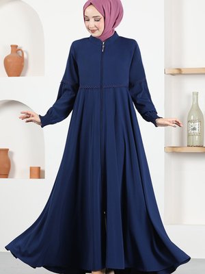 Fermuarlı Ferace Lacivert