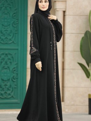 Desenli Siyah Ferace