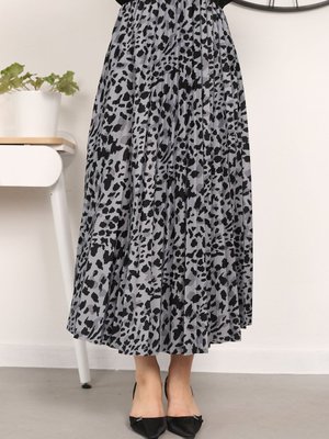 Gri Leopar Desen Etek