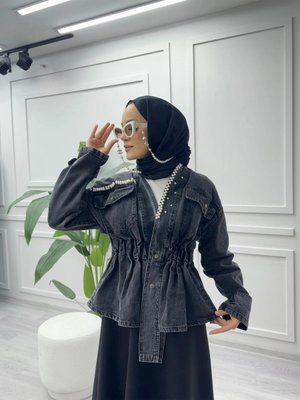 Kot İnci Detaylı Ceket Kot İnci Detaylı Ceket