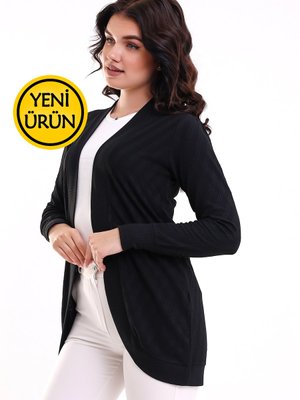 Siyah Kol Oval Etek Örme Jakarlı Esnek Penye Uzun & Hırka Siyah Kol Oval Etek Örme Jakarlı Esnek Penye Uzun & Hırka