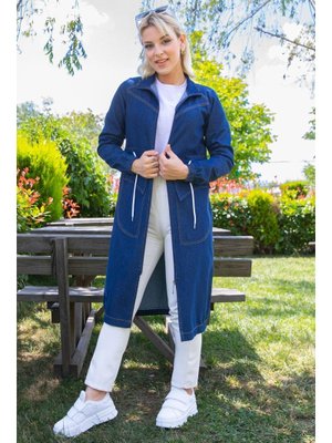 Koyu Mavi Beli Bağlamalı Kot Kap Koyu Mavi Beli Bağlamalı Kot Kap