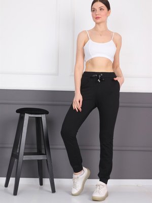 Siyah Eşofman Altı Cepli Ribanalı Bağcıklı Jogger Pantolon Siyah Eşofman Altı Cepli Ribanalı Bağcıklı Jogger Pantolon