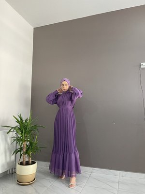 Şifon Kumaş Astarlı Abiye Elbise