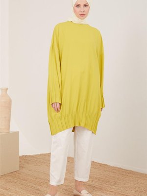 Arkası Lastikli Pamuk Pantolon Beyaz