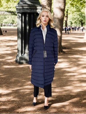 Lacivert Kapuşonlu Şişme Mont