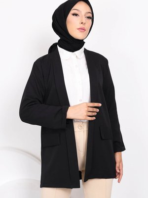 Siyah Sahte Cepli Ceket