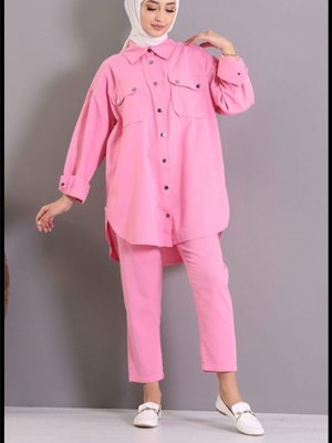 Çift Cepli Çıtçıtlı Oversize Gabardin Gömlek Çift Cepli Çıtçıtlı Oversize Gabardin Gömlek