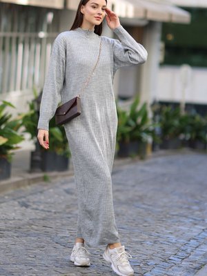 Boydan Triko Elbise Gri Boydan Triko Elbise Gri