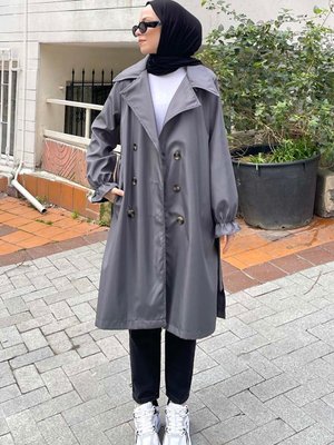 Kol Lastikli Belden Bağlamalı Trenç