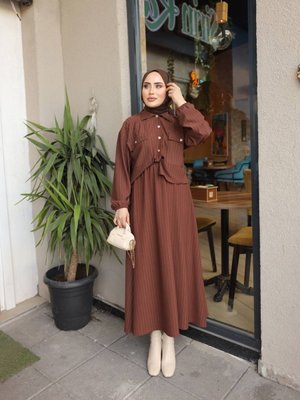 Kahve Çizgili İkili Takım