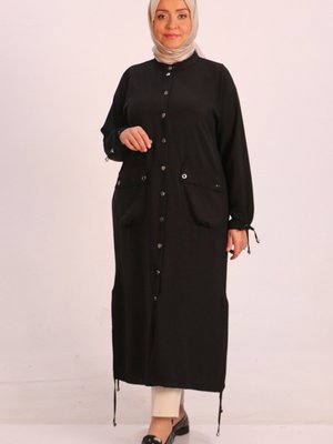 Siyah Büyük Beden Çıtcıtlı Airobin Kap