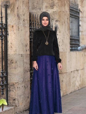 Saks Menekşe Uzun Etek Saks Menekşe Uzun Etek