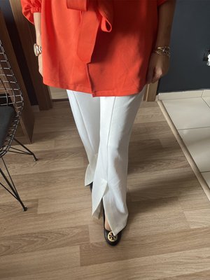 Yırtmaçlı Scuba Pantolon Beyaz Renk