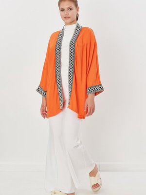 Nakışlı Gofre Kimono Oranj Nakışlı Gofre Kimono Oranj