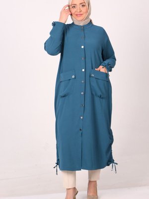 Petrol Büyük Beden Çıtcıtlı Airobin Kap