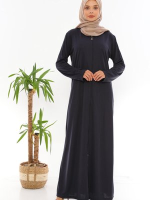 Fermuarlı Namaz Elbisesi Ferace Lacivert