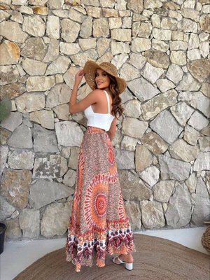 Etnik Uzun Gofre Etek