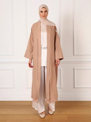 Bej Aerobin Rahat Kalıp Kaftan Ferace