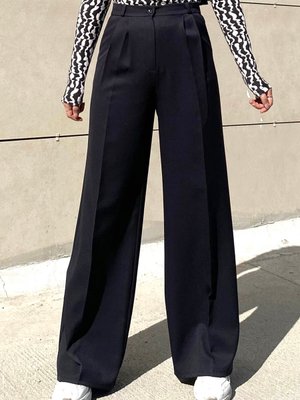 Çift Pensli Bol Paça Pantolon