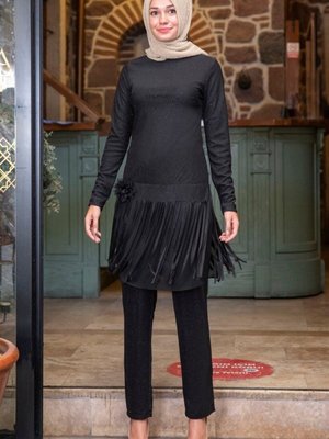 Siyah Pırıl Simli Takım