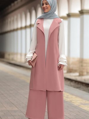 Gül Kurusu Merve Yelekli Takım