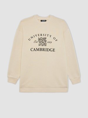 Regular Fit Bisiklet Yaka Baskılı İçi Yumuşak Tüylü Sweatshirt Tunik