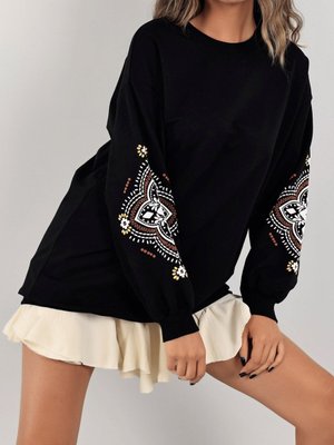 Siyah Kolları Baskılı İki İplik Sweat Siyah Kolları Baskılı İki İplik Sweat