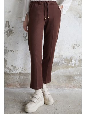 Kahve Beli Lastikli Likralı Duble Kumaş Pantolon Kahve Beli Lastikli Likralı Duble Kumaş Pantolon