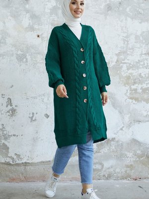 Evia Düğmeli Triko Hırka Zümrüt Yeşili Evia Düğmeli Triko Hırka Zümrüt Yeşili