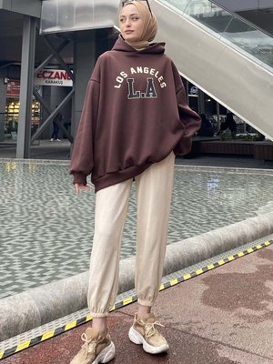 Kopya Modalamelif Los Angeles Baskılı Oversize Sweatshirt
