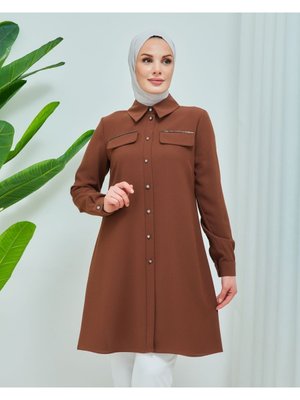 Süs Cep Detaylı Düğmeli Tunik